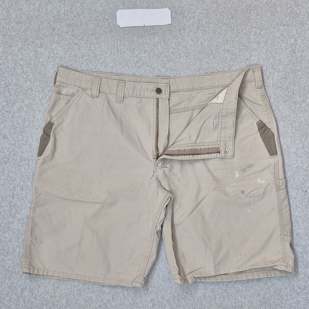 Carhartt Men Shorts 44 Beige Canvas Workwear Button Zipper Relaxed READD